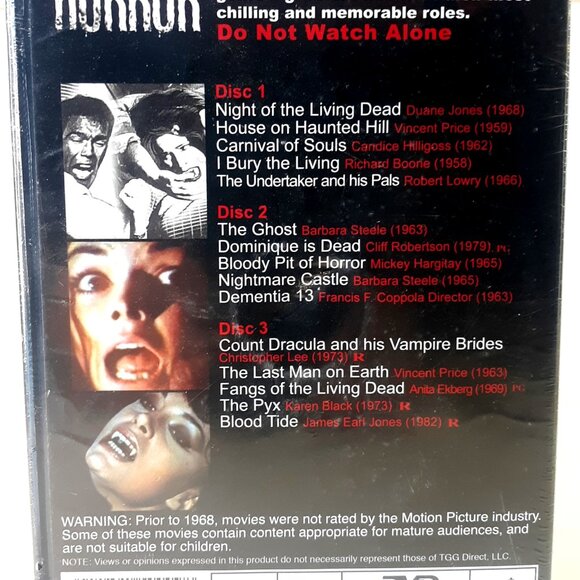 Horror: Do Not Watch Alone 15 Classic Films 3 DVD Set Brand New Factory Sealed - Picture 2 of 7